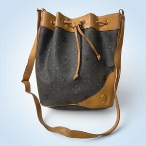 Vintage Mark Cross Monogram Leather Bucket Bag/Purse